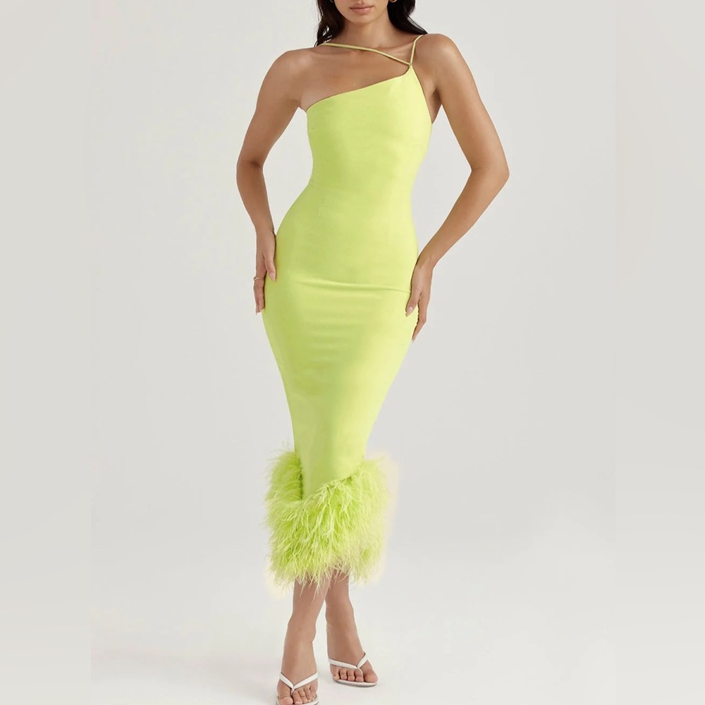 House Of CB - Alessia Feather trim Midi
